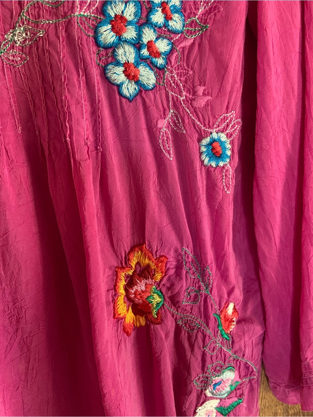 Johnny Was Bright Fuchsia Embroidered Peasant Tunic - Picture 9 of 14